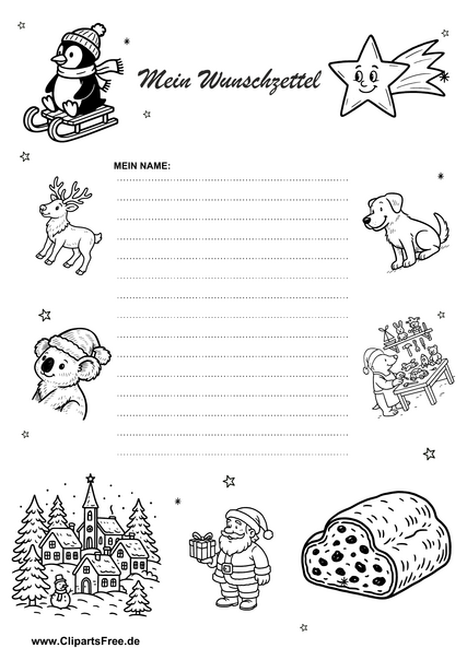 Wunschzettelvorlage zum Ausmalen zum Nikolaustag