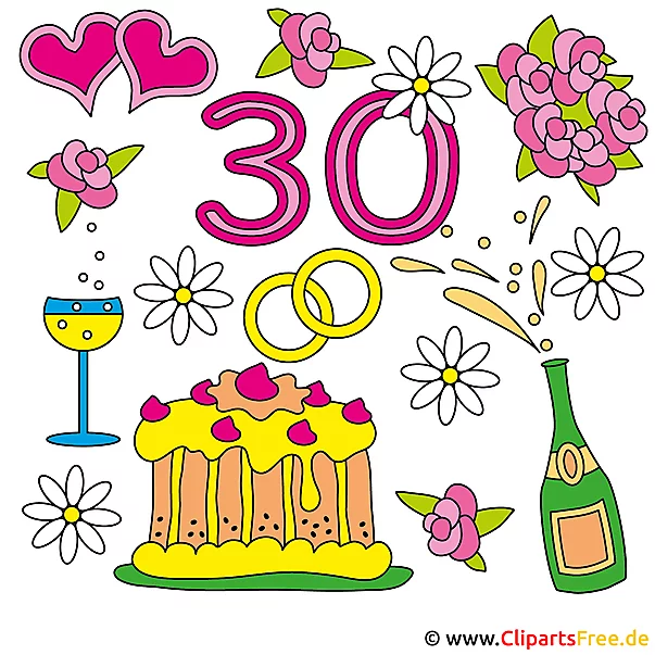 Perlenhochzeit 30 Hochzeitstag Clipart-Bild