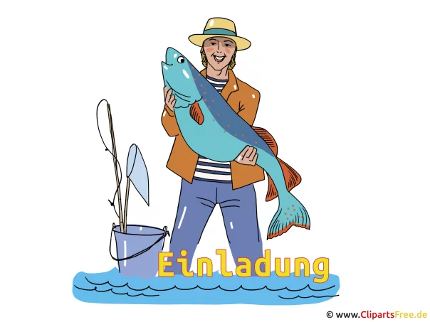 Fischer Clipart - Einladung zum Angeln