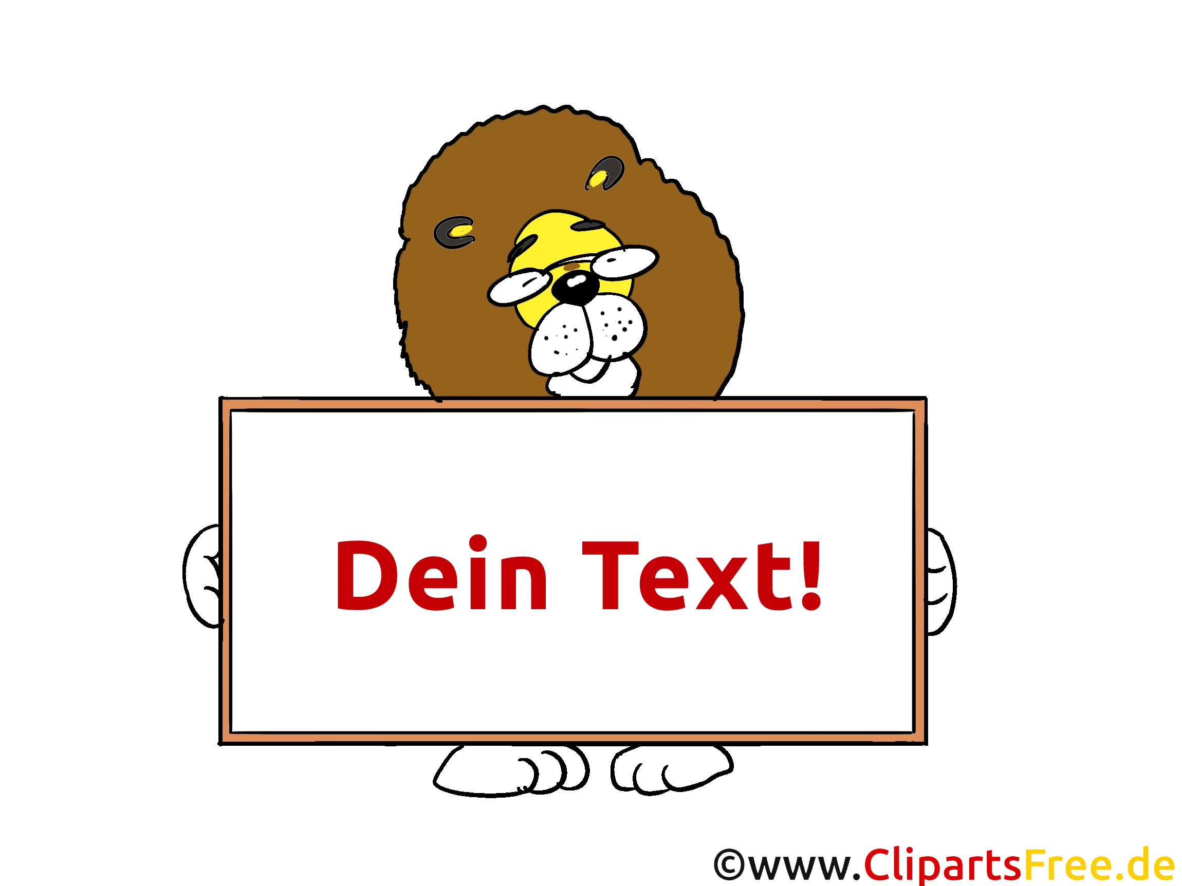 Löwe mit Schild zum Beschriften Clipart, Grafik, Bild, Illustration
