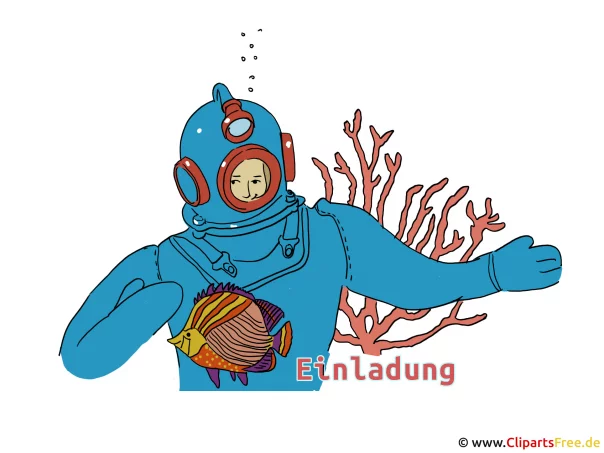 Taucher Clipart - EInladung zum Tauchen
