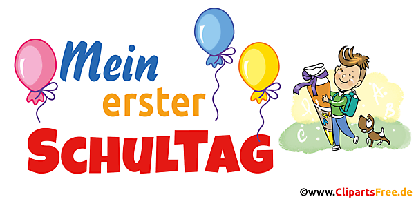 1. Tag in der Schule Junge Bild, Clip Art, Grafik
