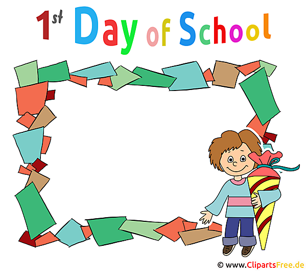 1. Tag in der Schule Rahmen - Clipart zum Thema Einschulung