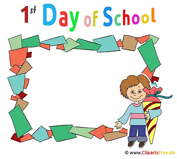 1. Tag in der Schule Rahmen - Clipart zum Thema Einschulung