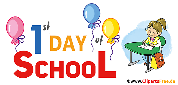 1. Tag Schulanfang Clipart, Illustration, Comic