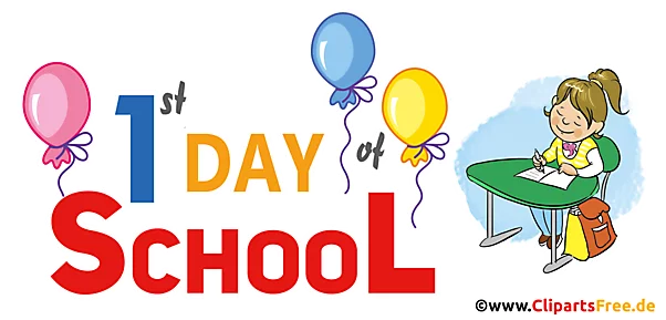 1. Tag Schulanfang Clipart, Illustration, Comic
