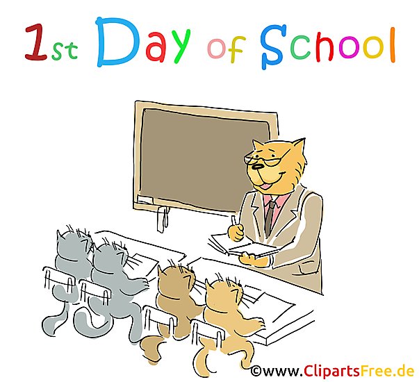 1th Day in the School Clipart, Bild, Grafik, Cartoon