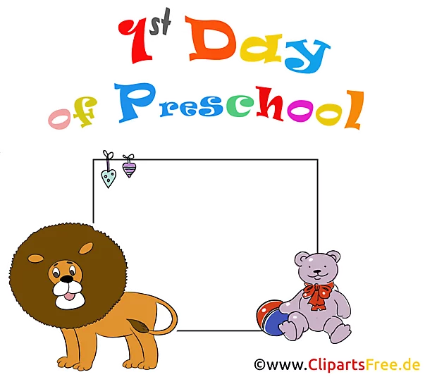 1th Day of Preschool Rahmen PNG transparent - Clipart zum Thema Einschulung