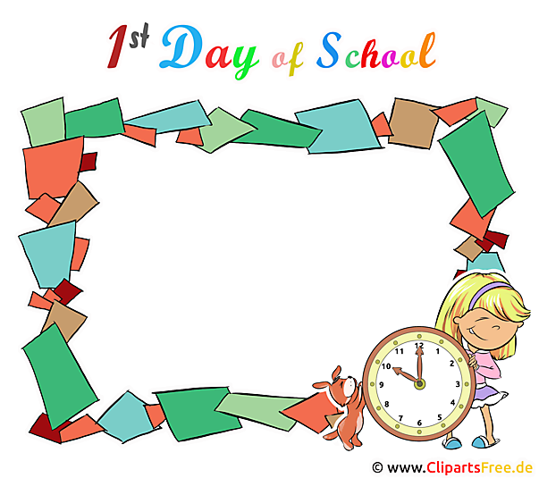 1th Day of School Rahmen Clipart transparent zur Einschulung