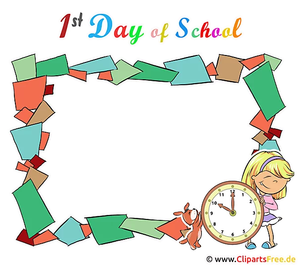 1th Day of School Rahmen Clipart transparent zur Einschulung