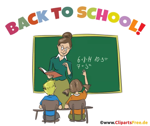 Back to School Glückwunschkarte auf Englisch - Cliparts Schule