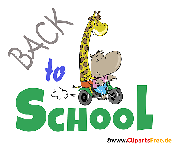 Bild zurück in die Schule auf Englisch - Cliparts zum Thema Einschulung