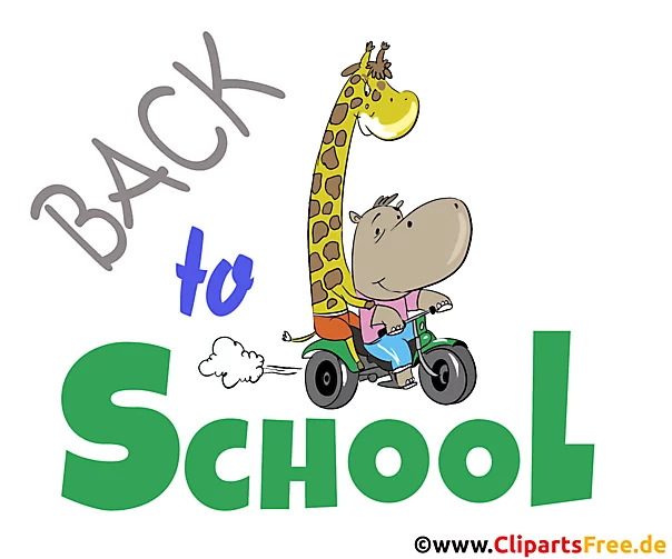 Bild zurück in die Schule auf Englisch - Cliparts zum Thema Einschulung