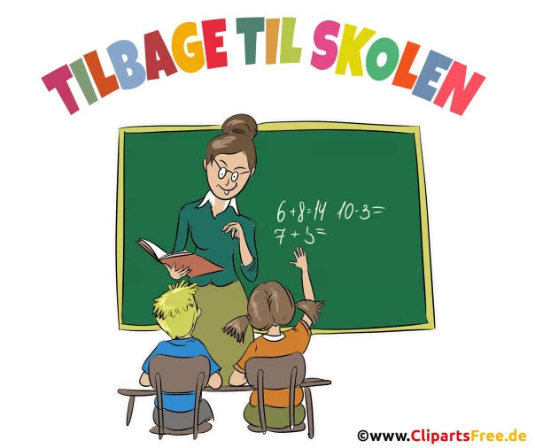 Schulanfang Glückwunschkarte auf Dänisch - Cliparts, Bilder Schule