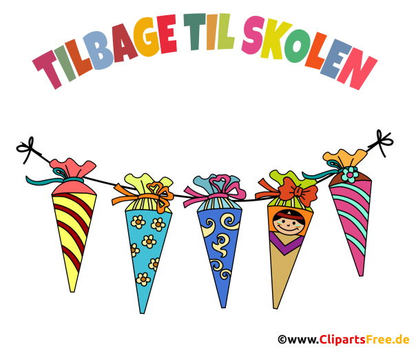Schultüten Einladungskarte auf Dänisch zum Schulanfang