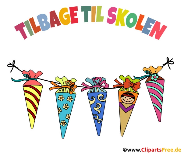 Schultüten Einladungskarte auf Dänisch zum Schulanfang