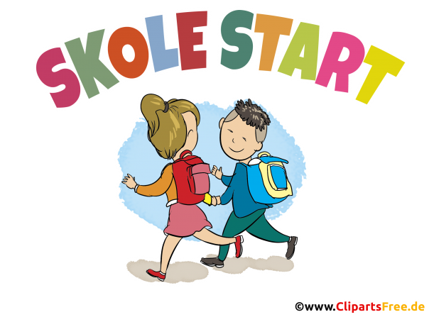 Skole Start - Schulbeginn in Dänischer Sprache Clipart, Karte