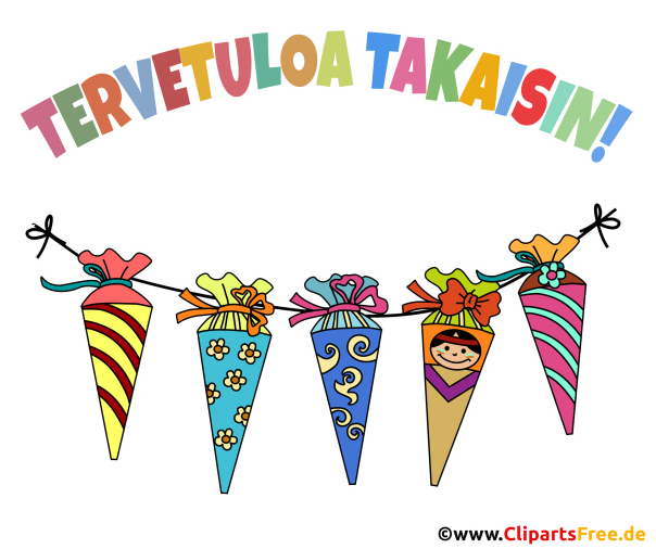 Einschulung in der Schule auf Finnisch Clipart kostenlos