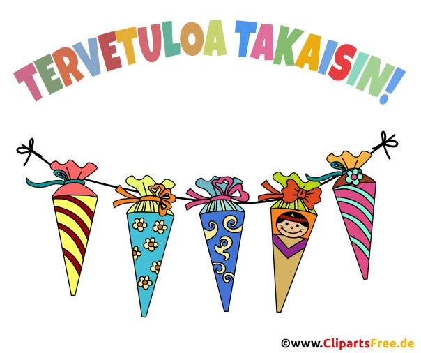 Einschulung in der Schule auf Finnisch Clipart kostenlos