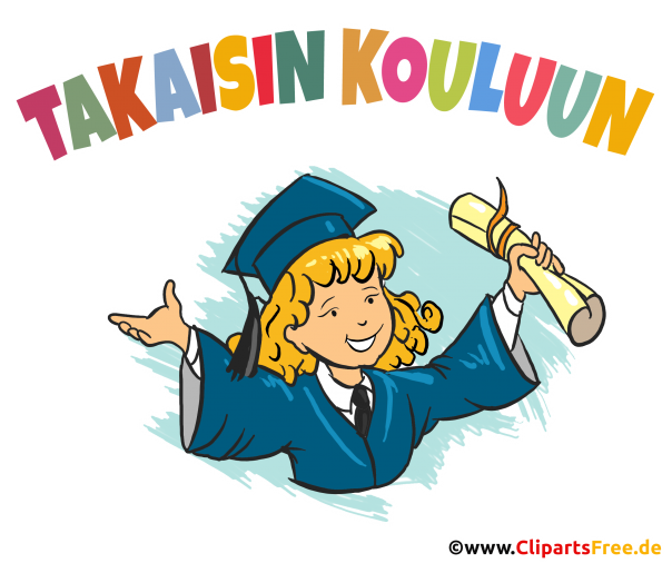 Schule Beginn auf Finnisch Clipart, Illustration, e-Card