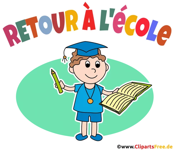 Wieder Schule Französisch Illustration, Plakat, Vorlage