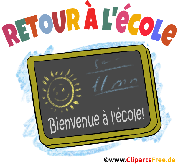 Zurück in die Schule auf Französisch Clipart, Illustration, Bild