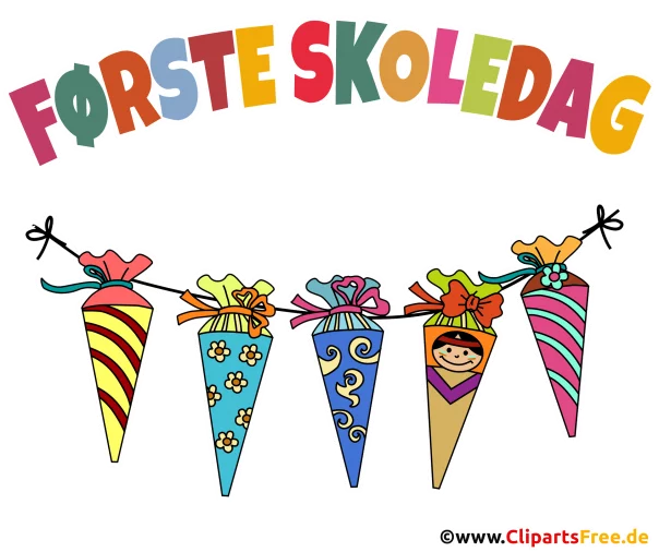 Erster Tag in der Schule Norwegisch Clipart, Illustration