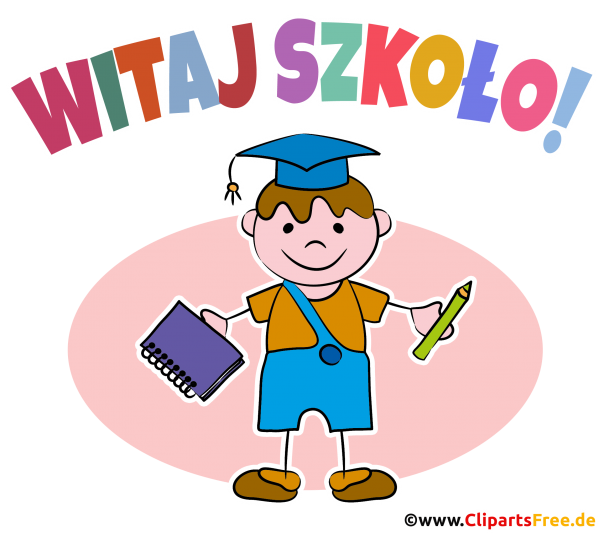 Einschulung auf Polnisch Clipart, Grusskarte, Bild