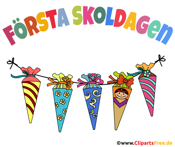 1. Schultag auf Schwedisch Clipart, Bild, Plakat
