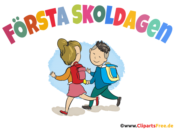 1. Tag in der Schule auf Schwedisch Clipart, Illustration kreativ