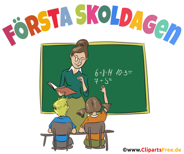 Der erste Schultag in der Schule Schweden Clipart, Grafik, Cartoon