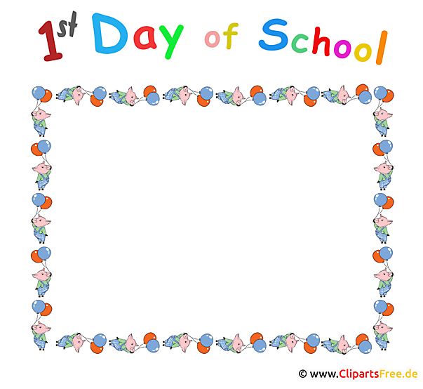 Rahmen erster Tag in der Schule - Cliparts Einschulung