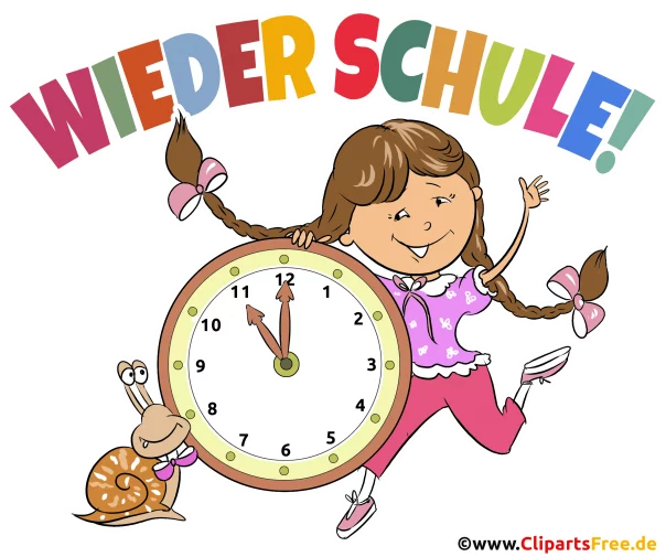 Schülerin freut sich auf die Schule - Clipart Schulanfang