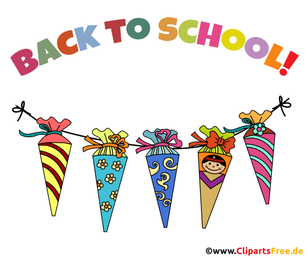 Schultüten für Erstklassler - Grusskarte zum Schulanfang auf Englisch