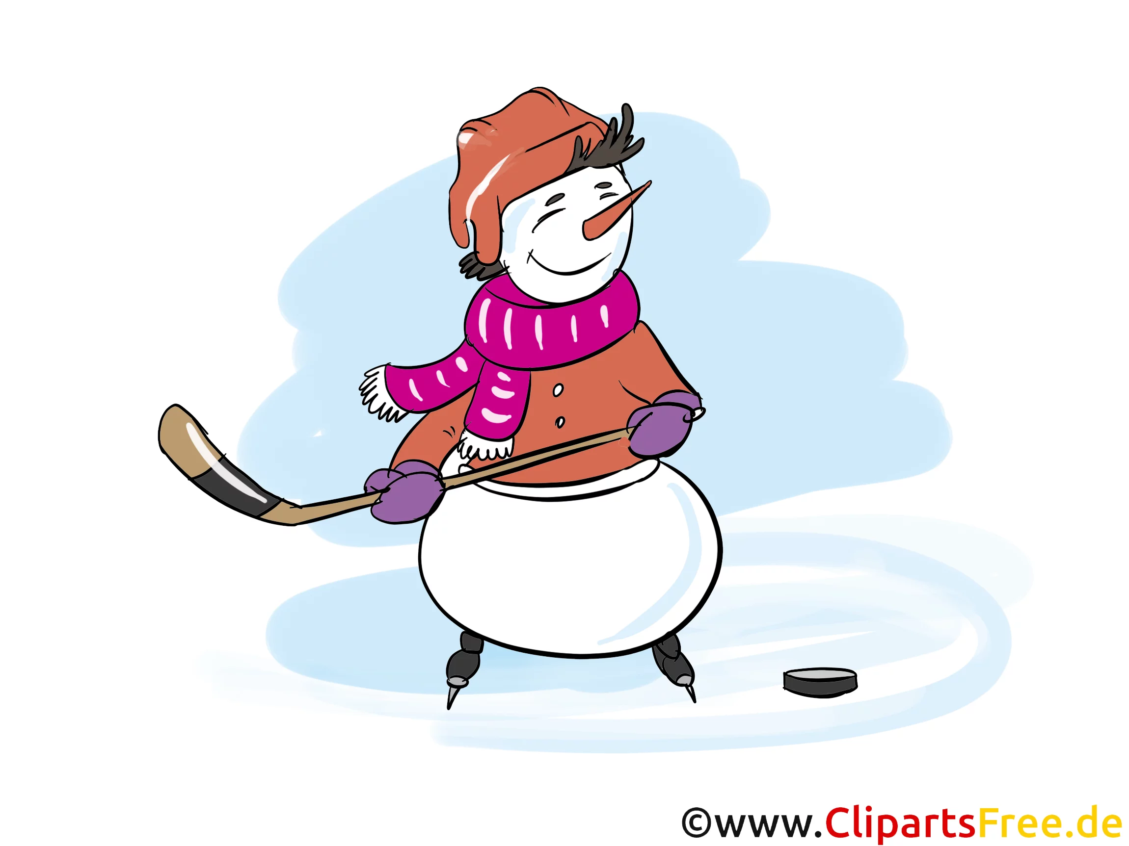 Schneemann Eishockeyspieler  Clipart, Bild, Grafik, Cartoon, Comic, Illustration kostenlos