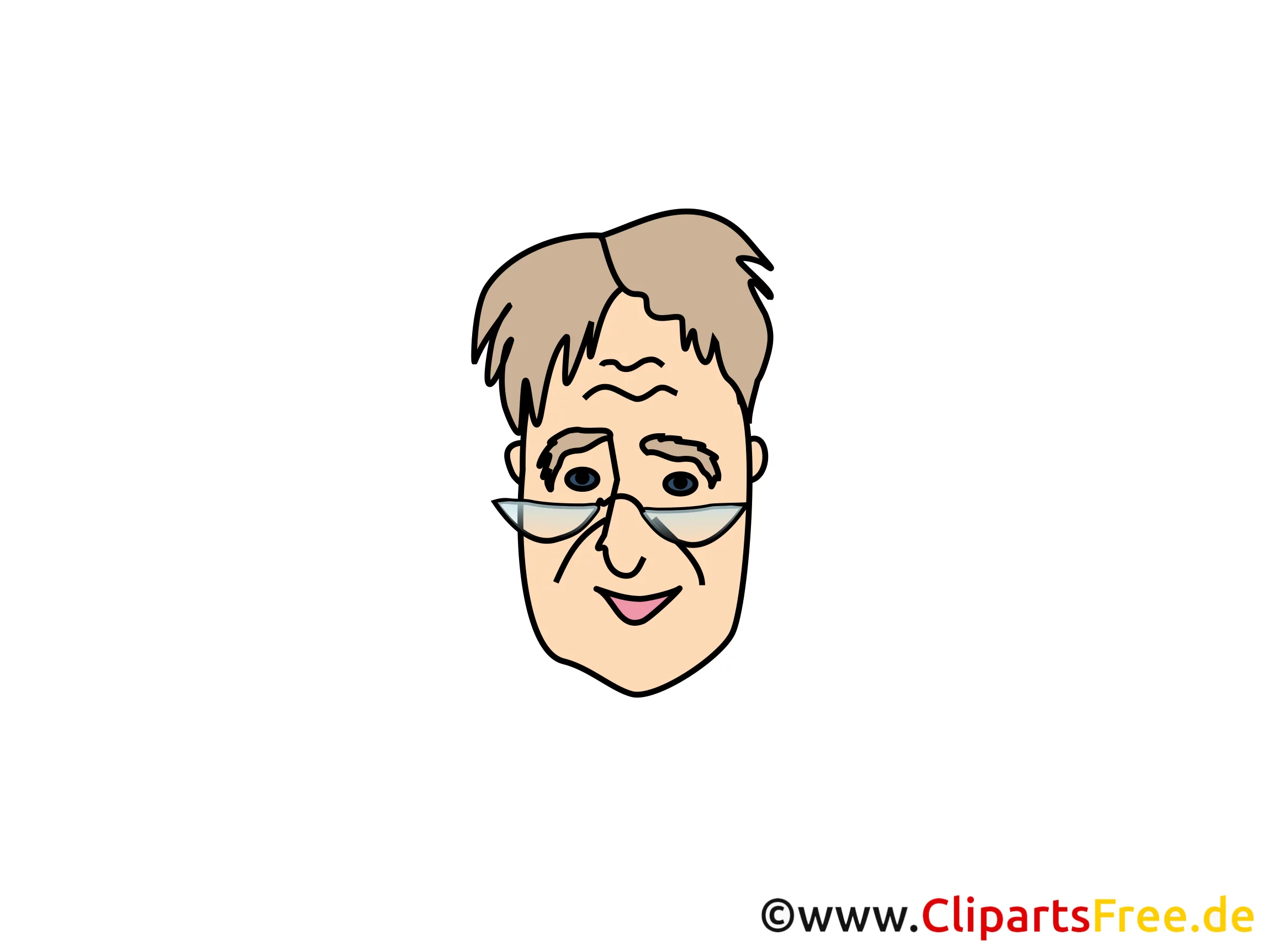 Mensch mit Lesebrille Clipart, Bild, Cartoon, Comic, Illustration gratis