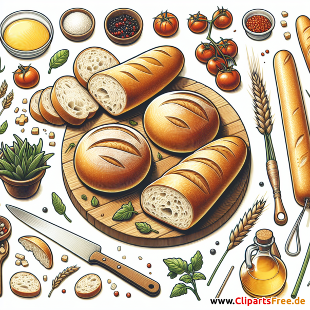 Ciabattabrötchen Clipart - Bilder zum Thema Backwaren
