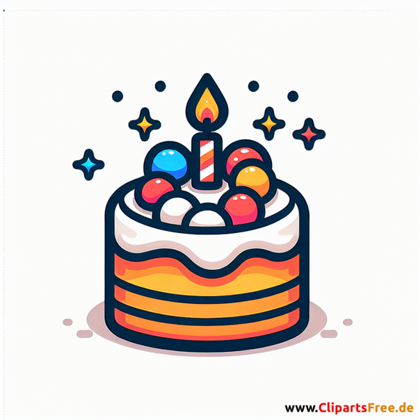 Kuchen mit Kerze Clipart - Bilder zum Thema Backwaren