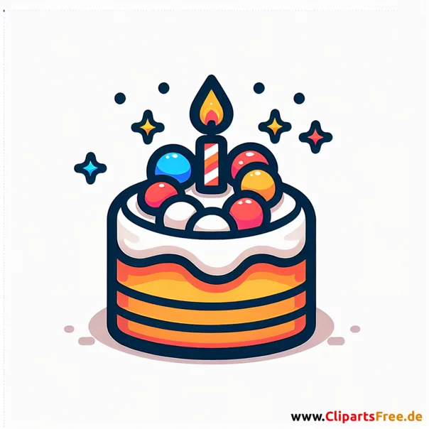 Kuchen mit Kerze Clipart - Bilder zum Thema Backwaren