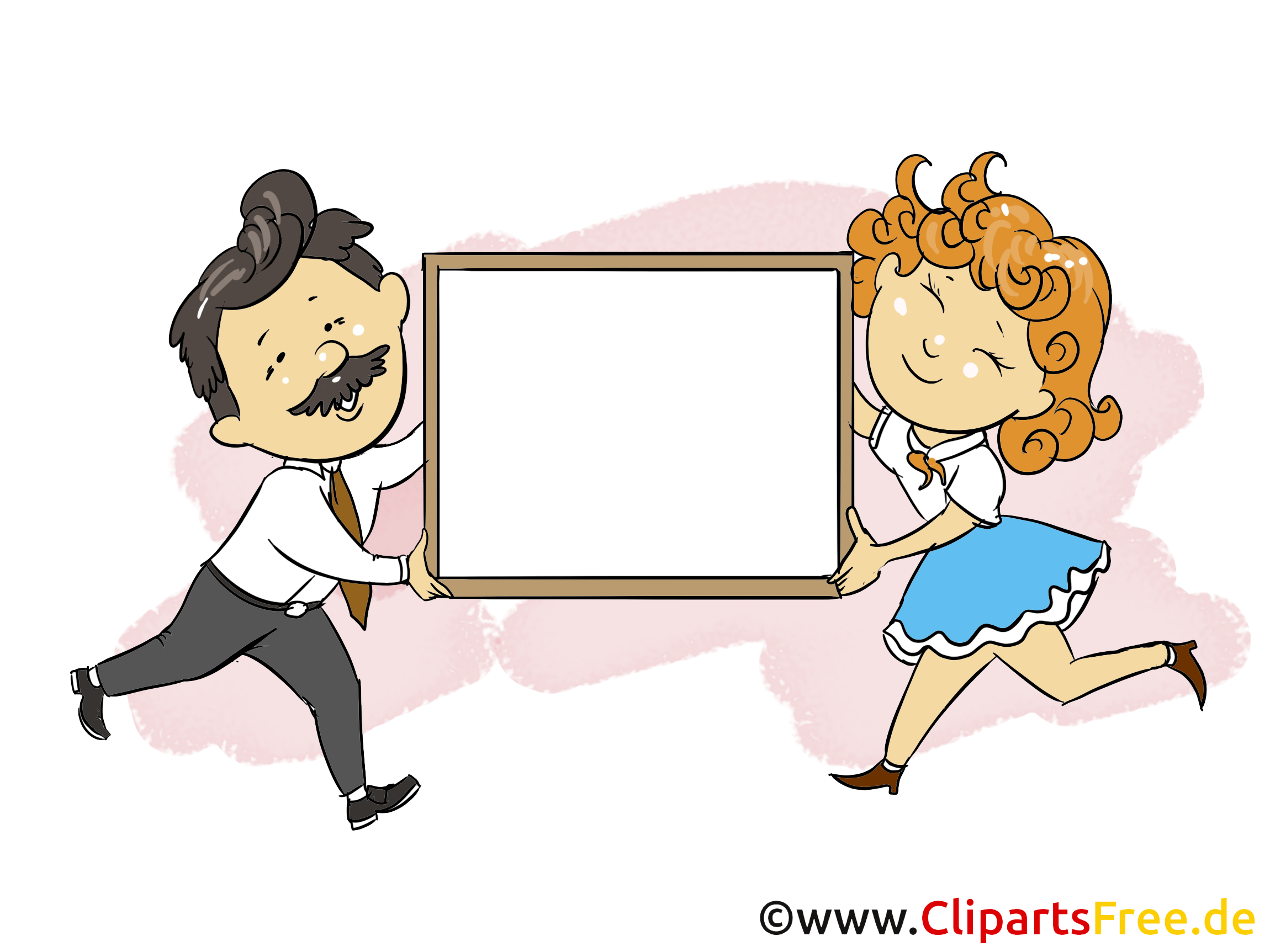 Mann und Frau mit Werbeplakat Bild, Grafik, Clipart