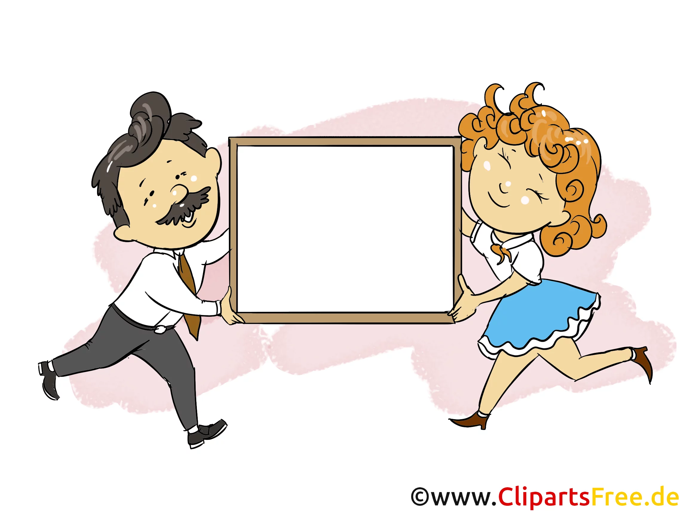 Mann und Frau mit Werbeplakat Bild, Grafik, Clipart