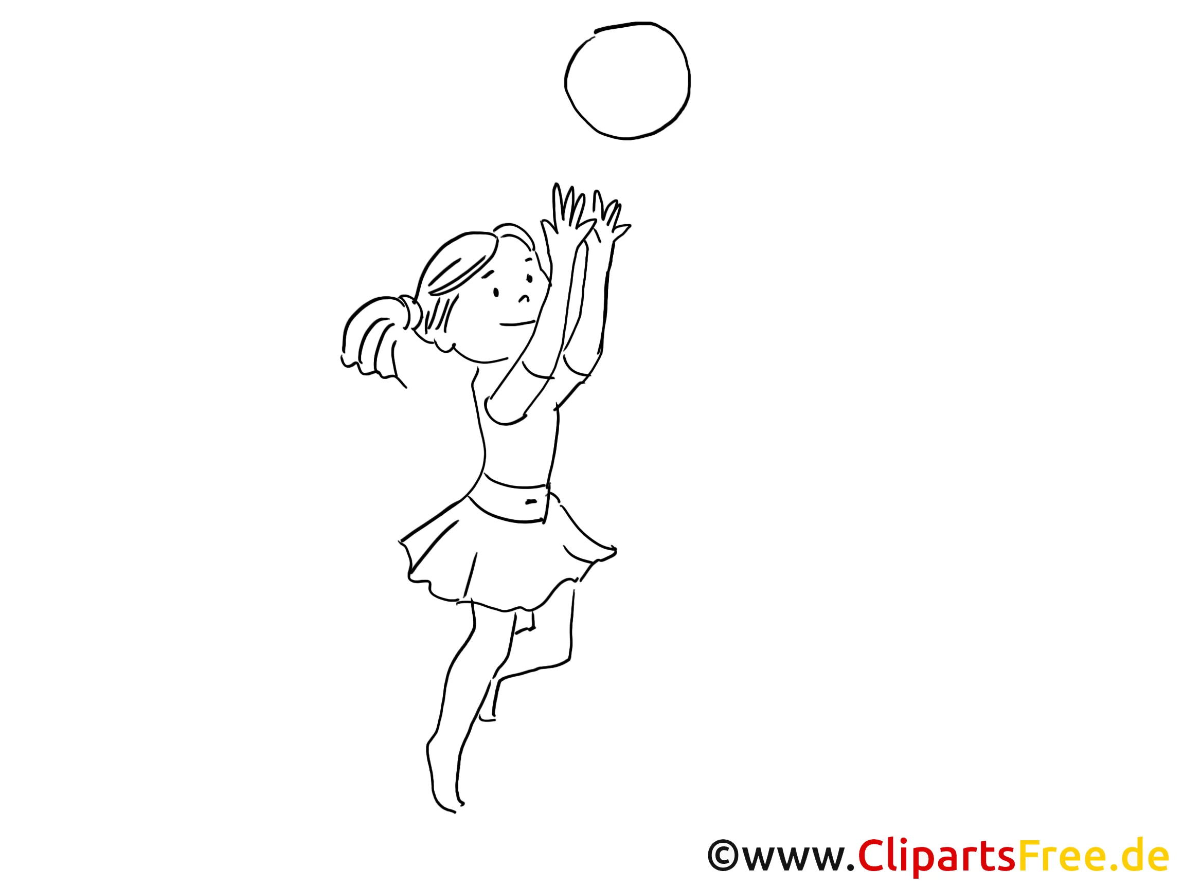Ball spielen am Strand Zeichnung, Clipart, Bild schwarz-weiss, Grafik, Comic gratis