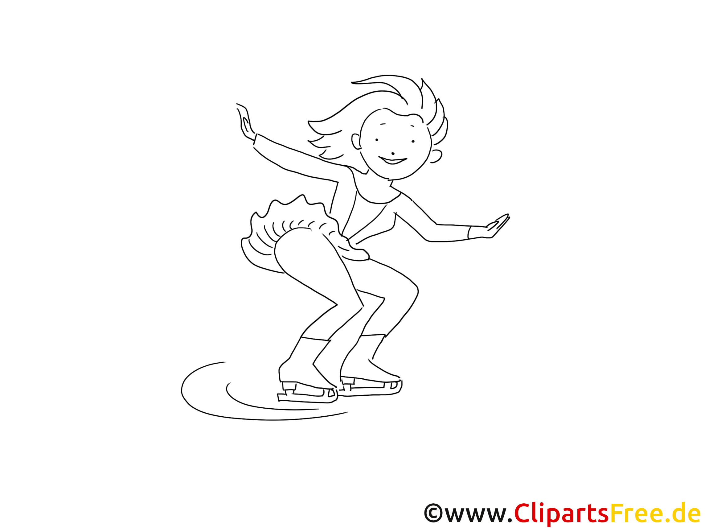Eiskunstlauf Zeichnung Schwarz Weiss Bild Clipart Comic