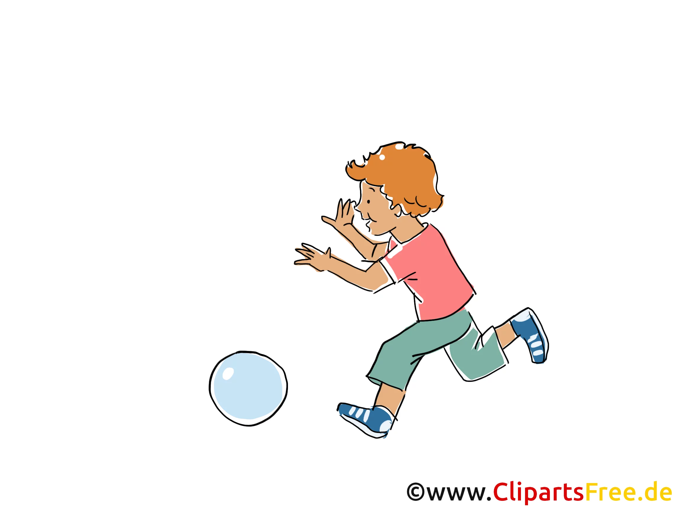 Kind spielt mit Ball Clipart, Bild, Cartoon, Comic, Grafik