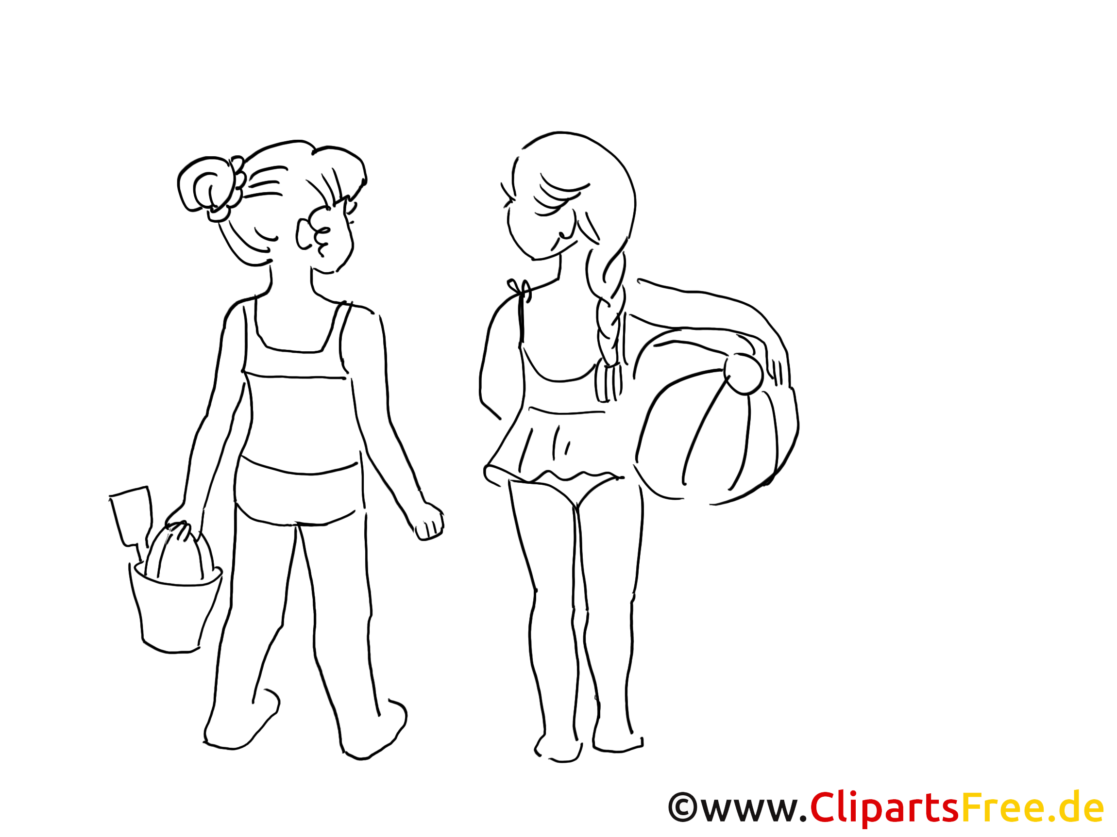 Kinder im Urlaub Zeichnung, Clipart, Bild schwarz-weiss, Grafik, Comic Kinder im Urlaub Zeichnung, Clipart, Bild schwarz-weiss, Grafik, Comic