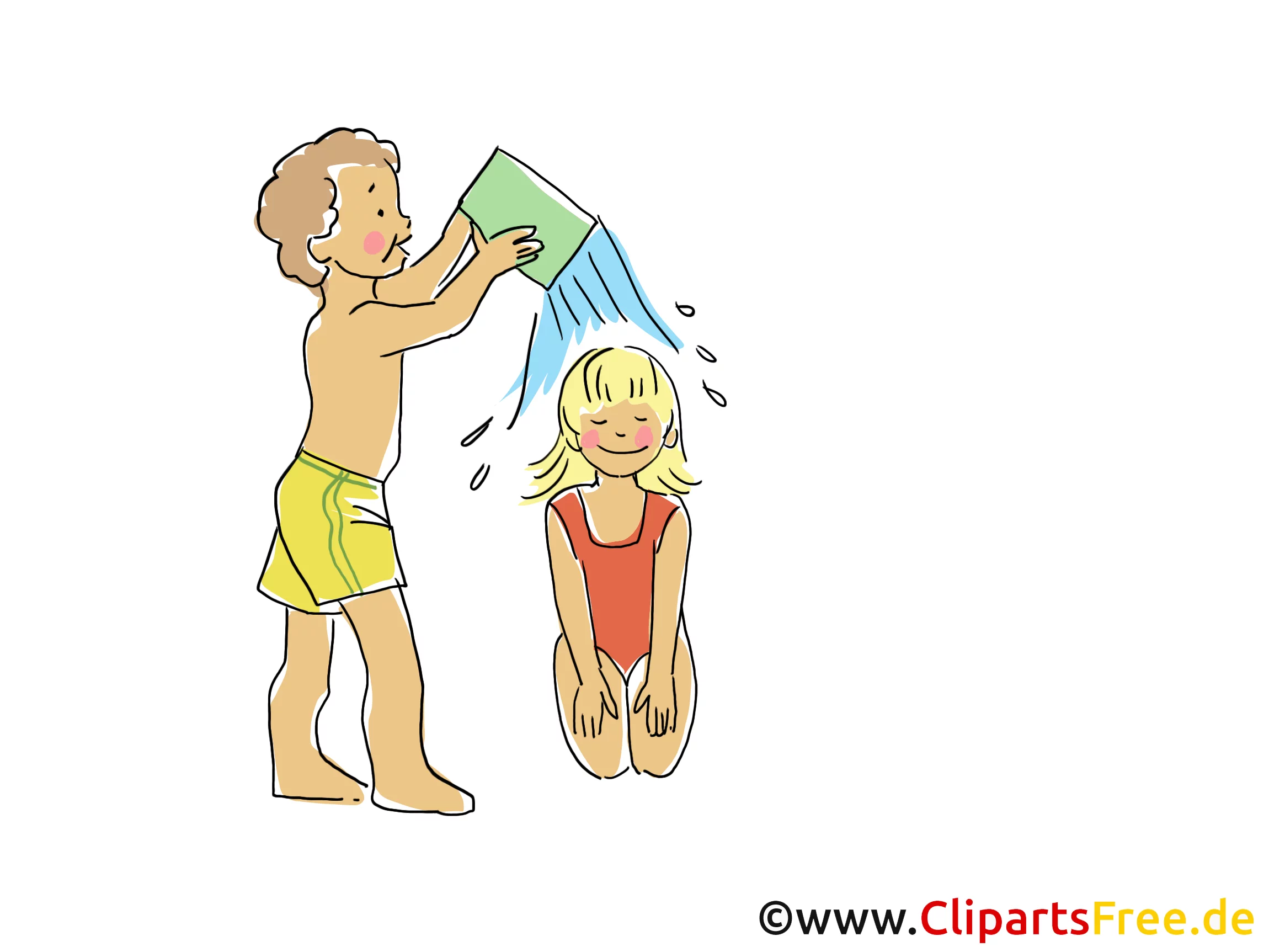 Kinder spielen am Strand Clipart, Bild, Cartoon, Comic, Grafik gratis