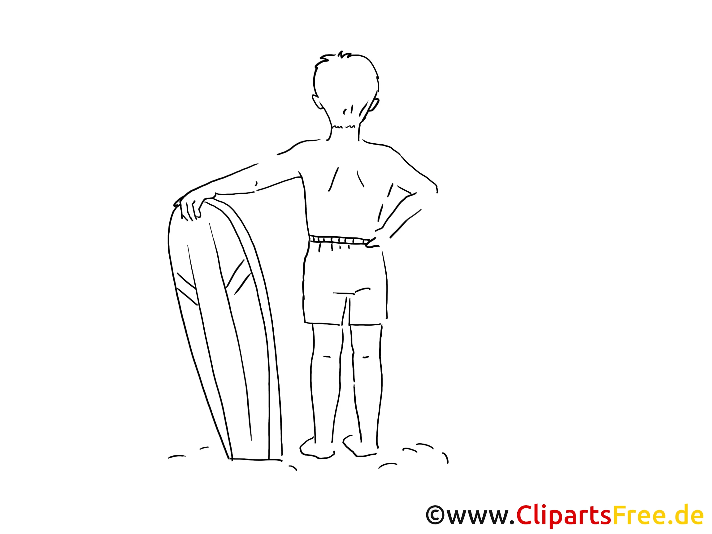 Surfen Zeichnung, Clipart, Bild schwarz-weiss, Grafik, Comic, Cartoon gratis