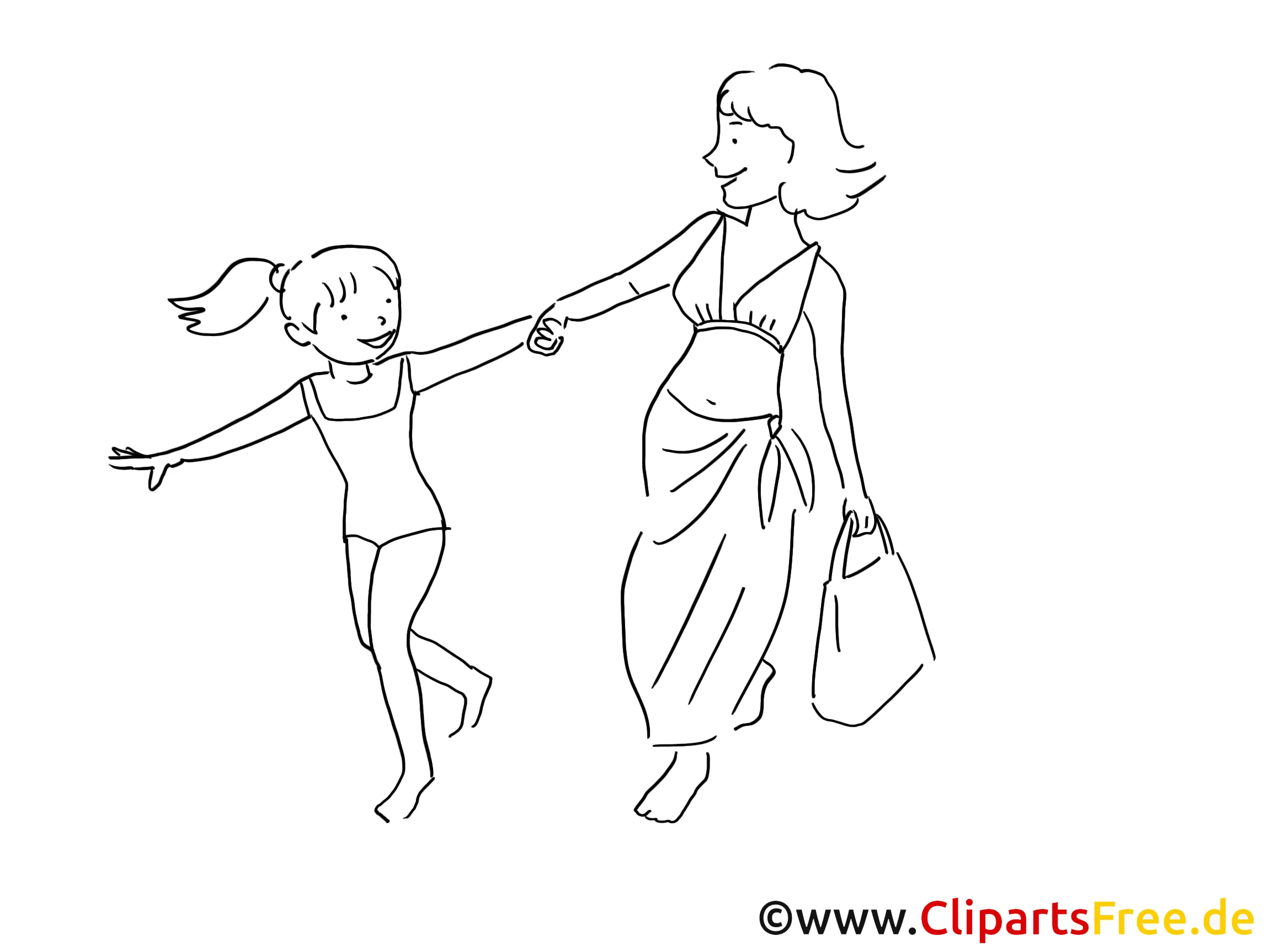 Urlaub Zeichnung, Clipart, Bild schwarz-weiss, Comic, Cartoon gratis