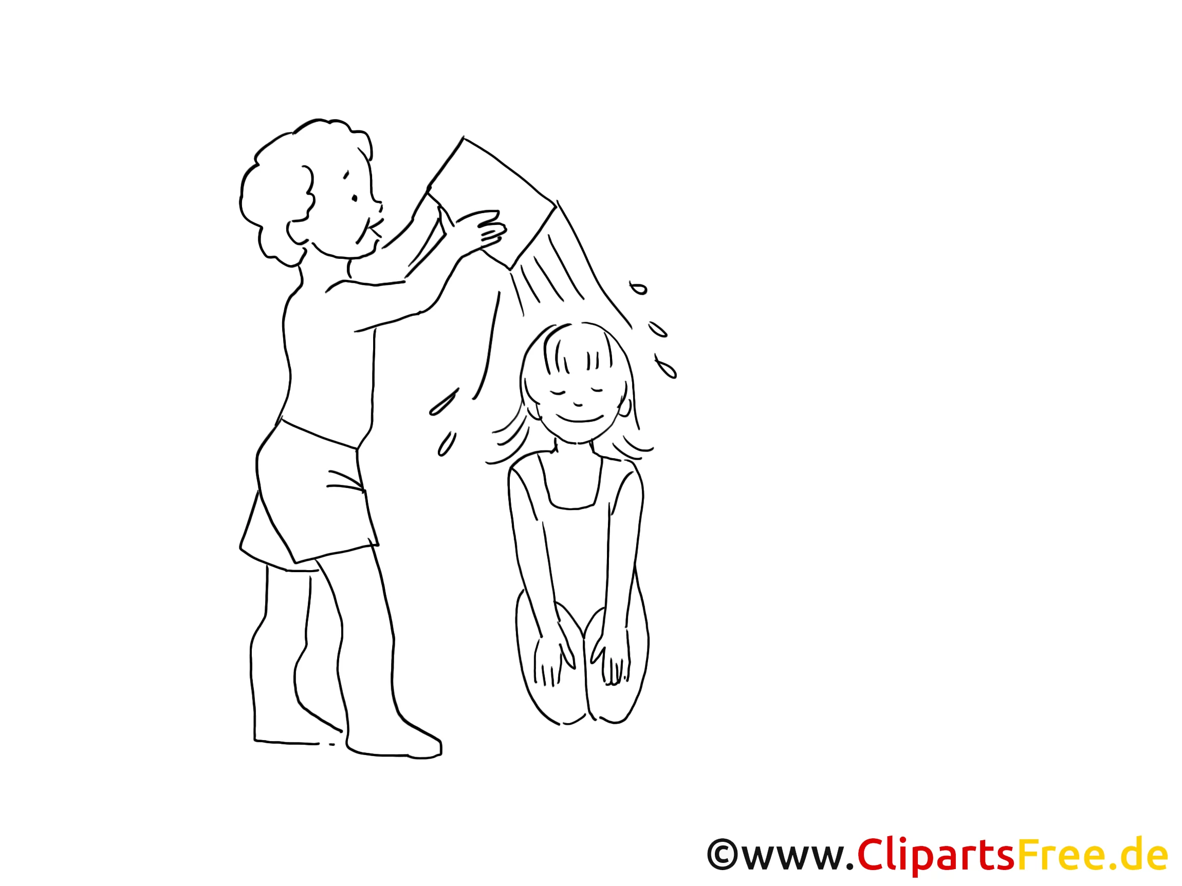 Wasserspiele Zeichnung, Clipart, Bild schwarz-weiss, Grafik, Cartoon gratis