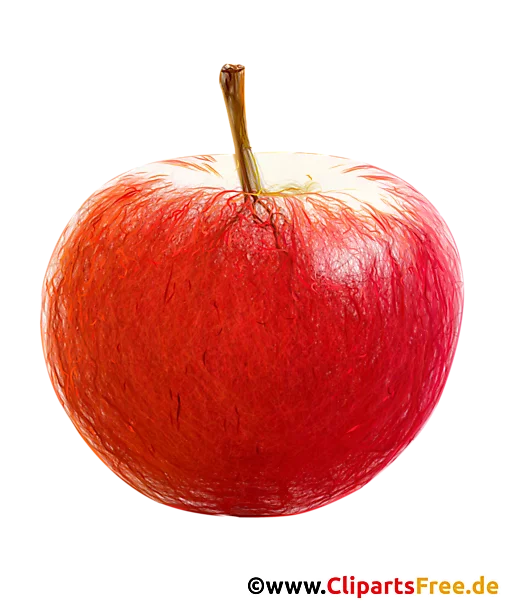 Leckerer Apfel Zeichnung in Farbe mit transparentem Hintergrund